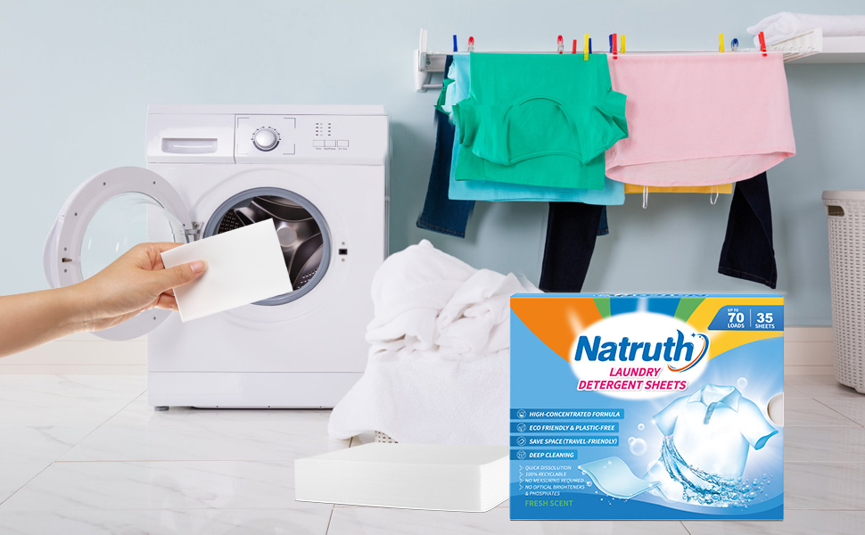 NATRUTH Laundry Detergent Sheets Natural (70 Loads) 35 Sheets Fresh