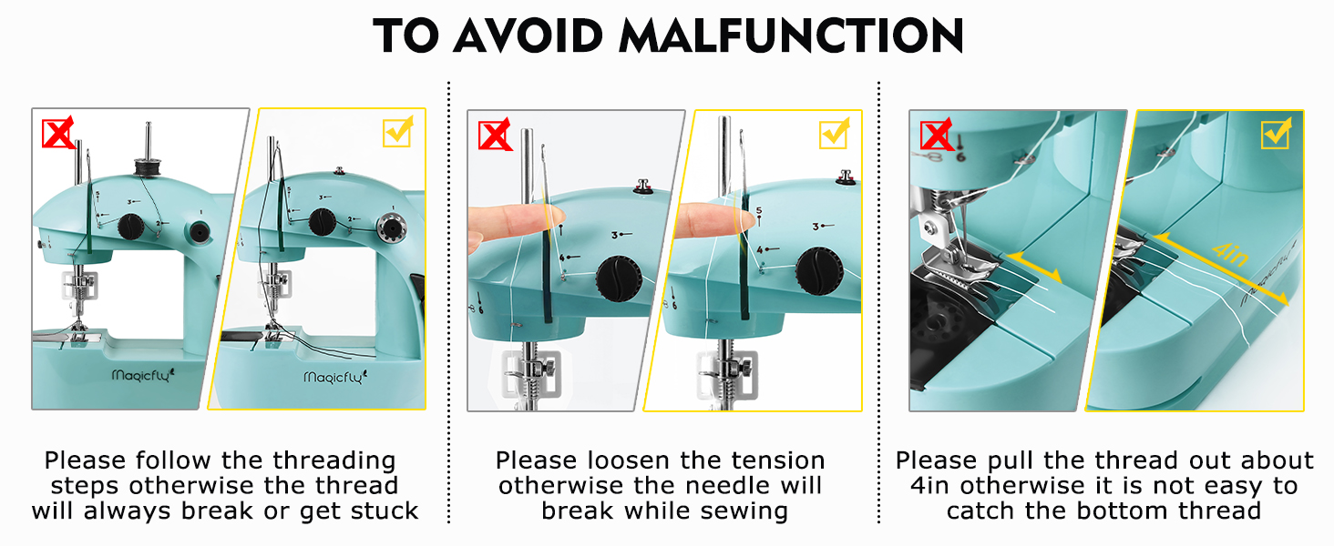 Magicfly Mini Sewing Machine with Extension Table, Dual Speed Portable