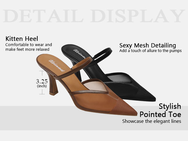 靴 Mademoiselle Mules Women's Mavis Mid Martini Mule Heels with Memory Foam Insole