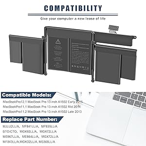 Amazon.com: ASUNCELL A1502 A1582 Laptop Battery for MacBook