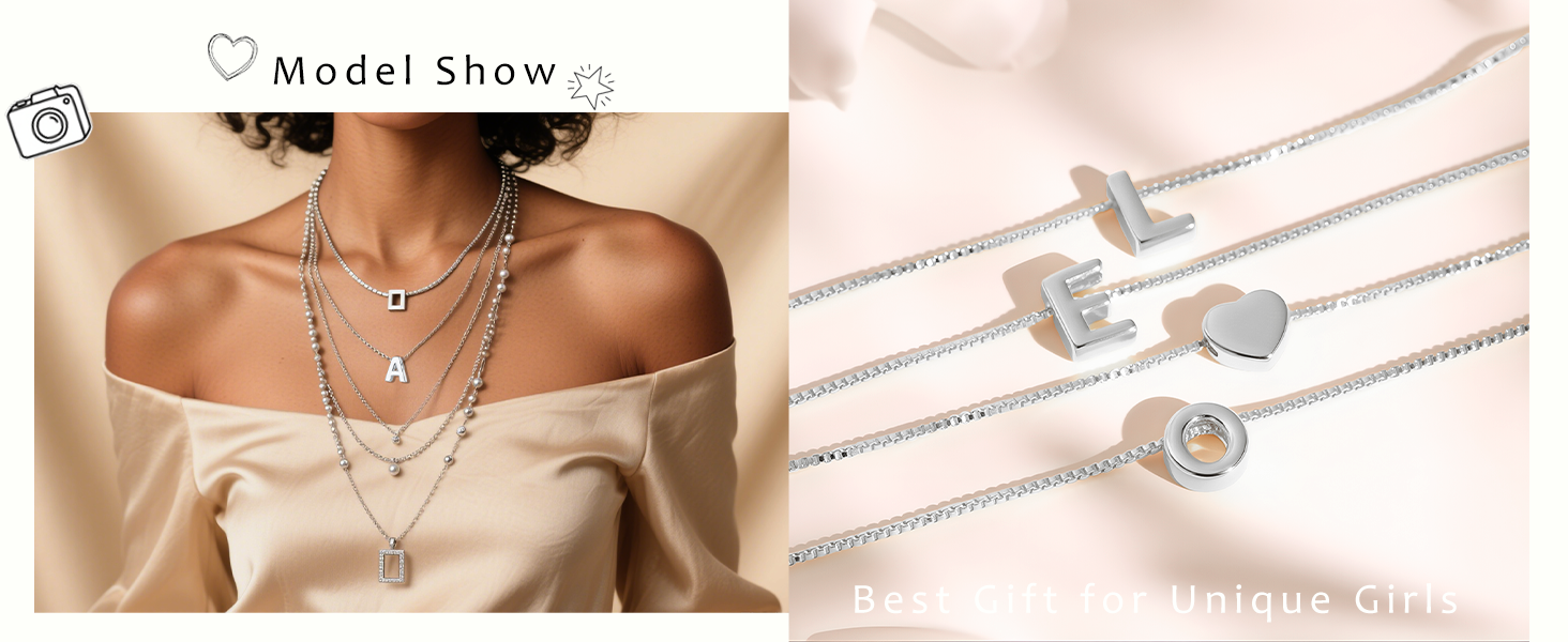 Heart Sterling Silver A-Z Initial Necklaces perfect with any necklace