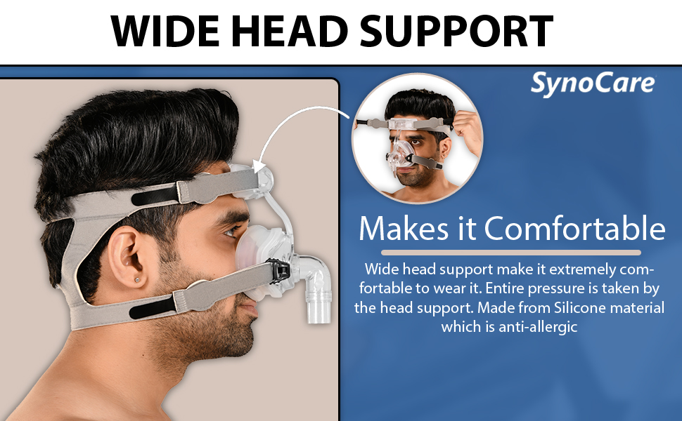 Sinocier combo pack nasal CPAP Mask Sleep with tube pipes for apnea, transparent medium size, compatible with all CPAP machines, comfortable nose-coverage, adjustable head lease, lightweight Wide head support