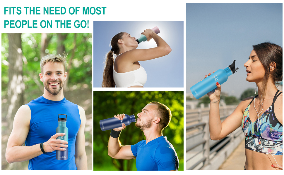 HoneyHolly Single Wall Stainless Steel Water Bottle, Metal Water Bottle