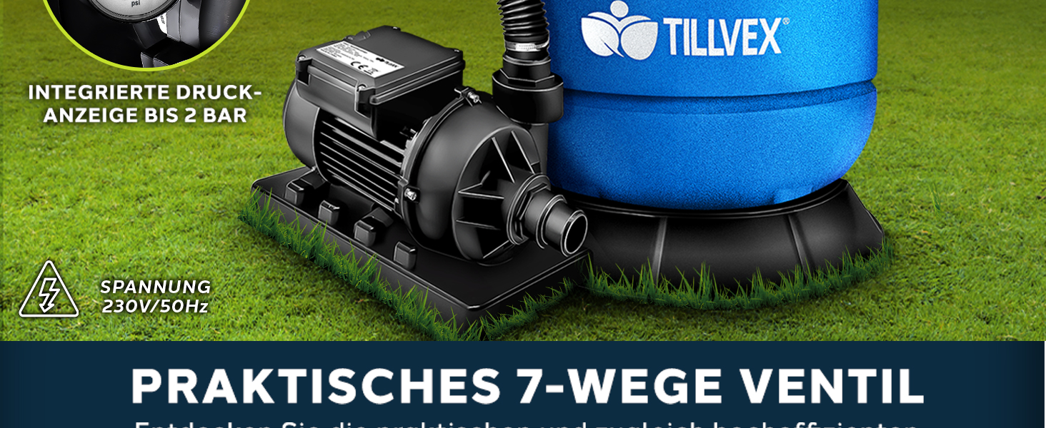 Tillvex® Sandfilteranlage Pool | Filteranlage 7-Wege Ventil & Adapter | Druckanzeige für Schwimmbecken (Blau)  
Tillvex® Fb50ae0a 9f8c 445a A82f 9667aa1b8865. CR0,0,1464,600 PT0 SX1464 V1