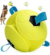 HGB Dog Ball Toys, Interactive Dog Soccer Ball with Straps for Indoor Outdoor Fetch, Tug of War, ...