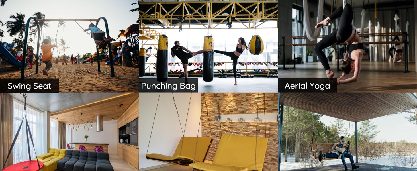 BeneLabel 2Pcs 28 inch Silver Hanging Chain Kits with 4 Carabiners 1000 LB Capacity Heavy Duty Hanging Hammock Chair Hardware Swing Extender Chain for Hanging Chair, Punching Bags, Porch Swing 10 BeneLabel 2 Hanging Chair Chain with 4 Carabiners