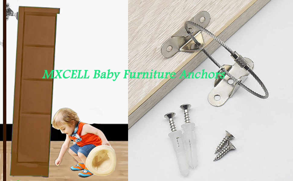 Baby Furniture Anchors, 8Pcs Metal Anti Tip Furniture Wall