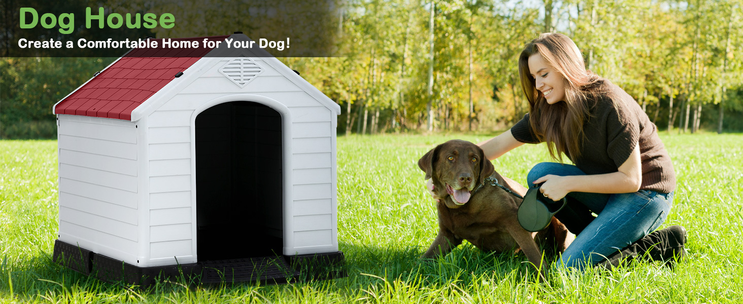 41 Inch Large Dog House Outdoor, Waterproof Dog Houses for