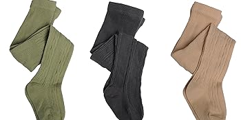 Girls' Cotton Tights - Toddler Cable Knit Footed Tights 14 Cotton Tights