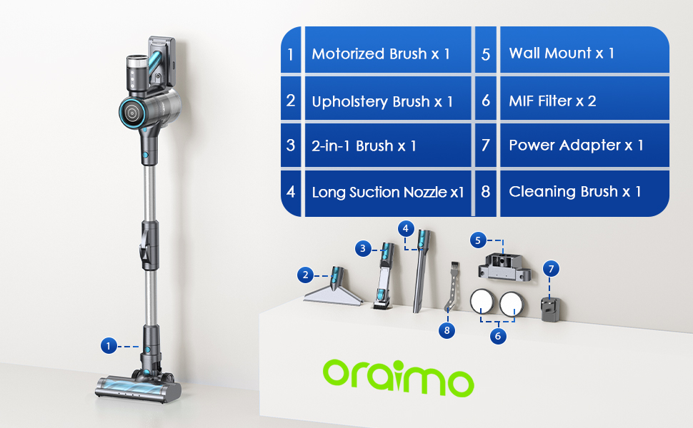 Oraimo 110AW/ 27 Kpa Cordless Stick Vacuum, Lightweight Cordless Vacuum Cleaner