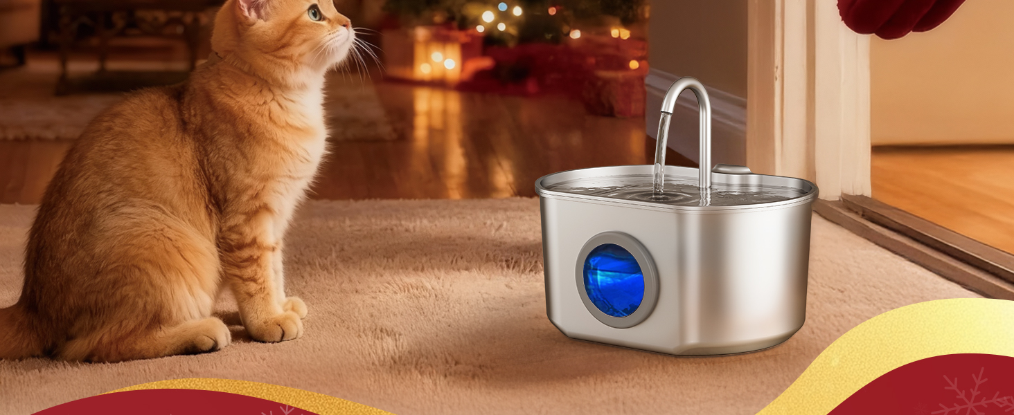cat water fountain stainless steel