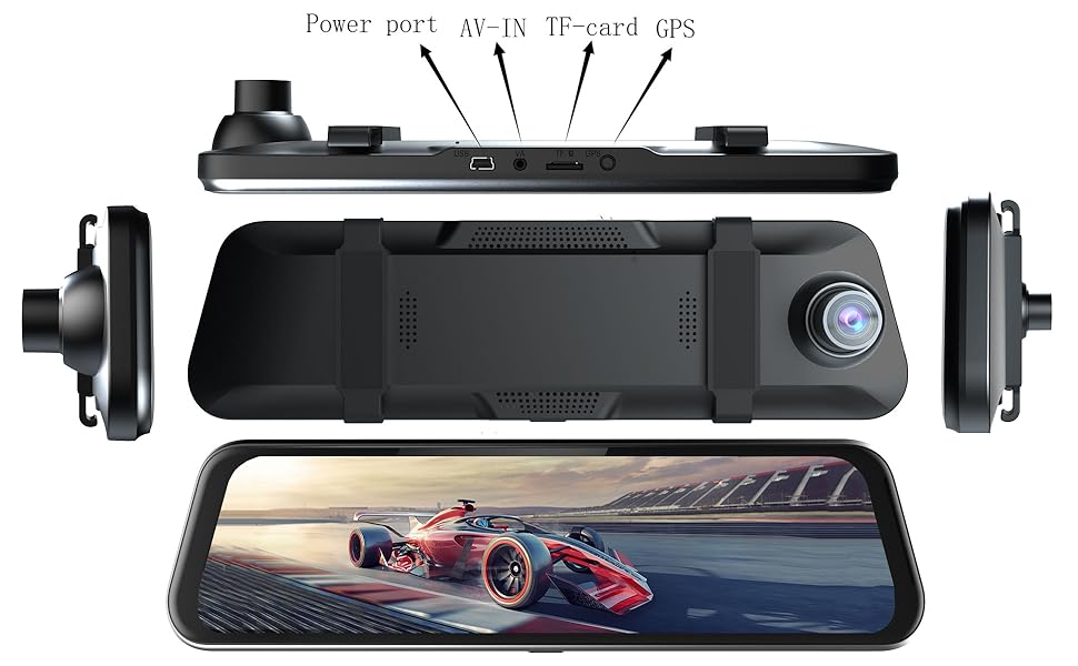 Mirror Dual Dash Cam, 4K FHD Rear View Mirror Camera Smart Driving