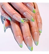 24 Pcs Press on nails French Short Almond Fake Nails Nude Glossy Glue on Nails Ins Style Acrylic ...