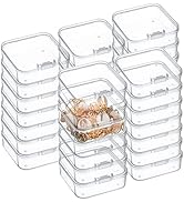 Kingrol 36 Pack Mini Clear Plastic Storage Containers with Lids, 2.16 x 2.16 x 0.78 Inch Empty Hi...