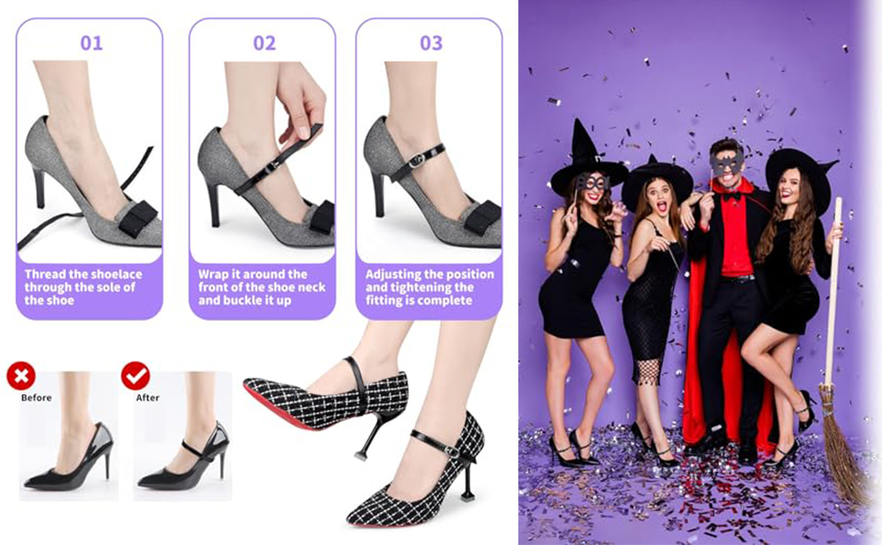 2 Pairs Shoe Straps High Heel Shoelaces Anti-loose and Non-slip Buckles Replacement Shoelace Accessories PU Leather Shoe Belt for Women Girls Sandals 17 Easy to wear