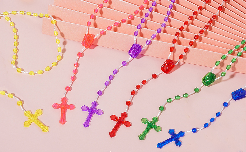 SHAOQINLIN 72 Pcs Bulk Rosaries, 13 Inch Plastic Rosary Beads Assorted Catholic