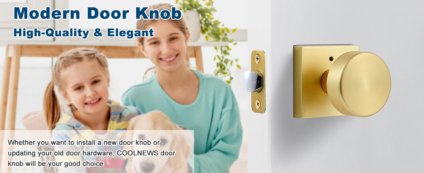 coolnews 4 Pack Gold Dummy Door Knobs Interior, Single Sided Square