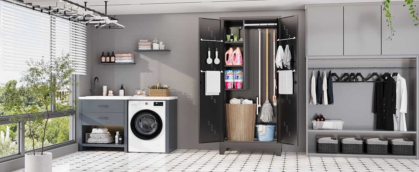 cleaning tools organizer cabinet