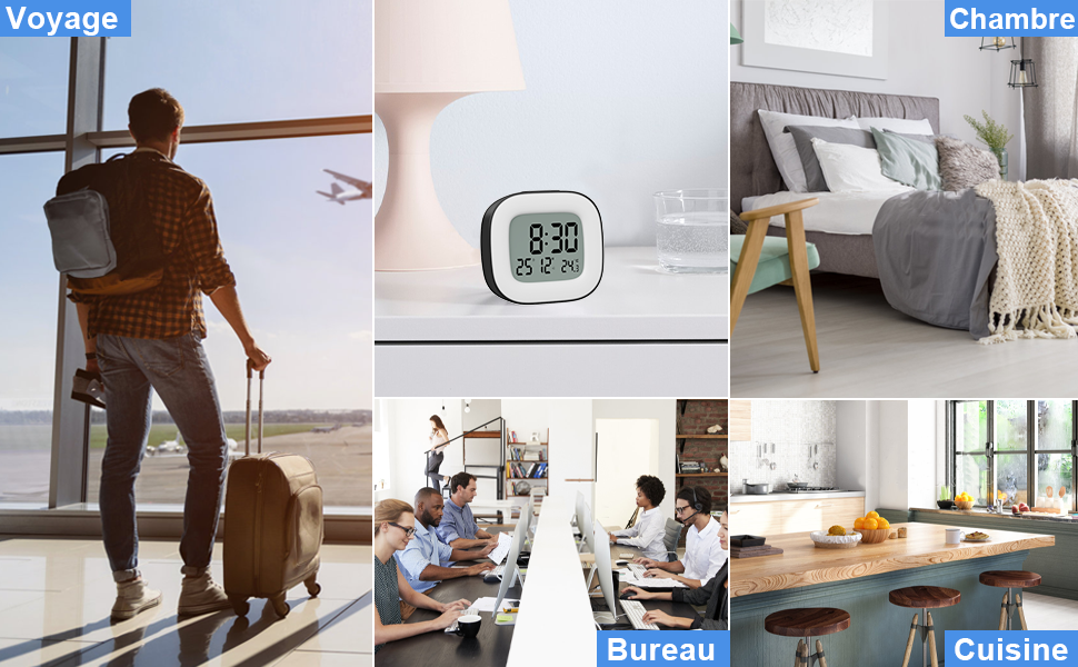 HOMVILLA Alarm Clock, Bedside Alarm Clocks Battery Operated Digital