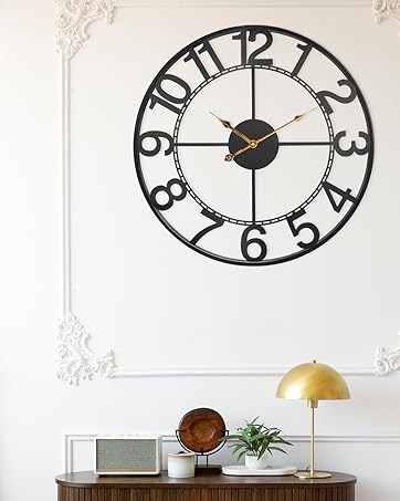 Amazon.com: SXNOWS 24 Inch Large Black Metal Wall Clock for