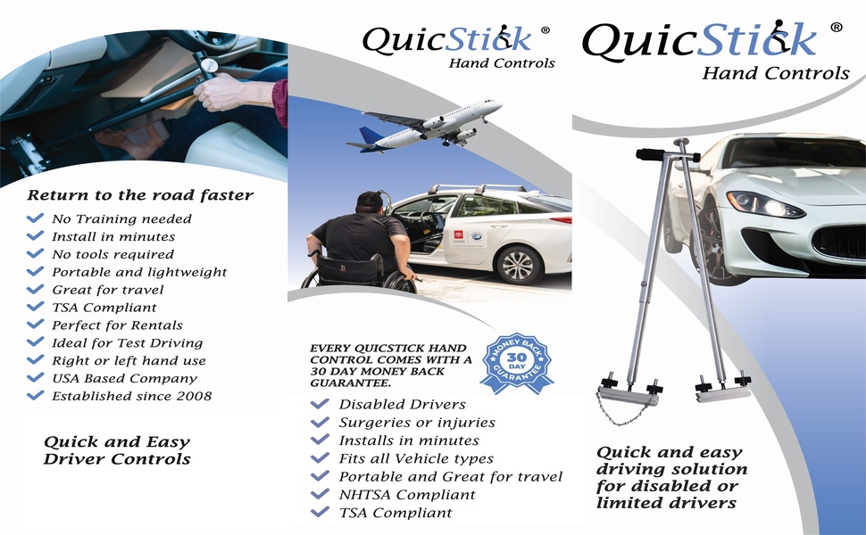 QuicStick Portable Car Hand Controls for Disabled Drivers