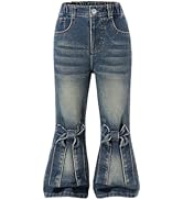 WDIRARA Toddler Girl's Bow Flare Jeans High Waisted Bell Bottom Denim Pants