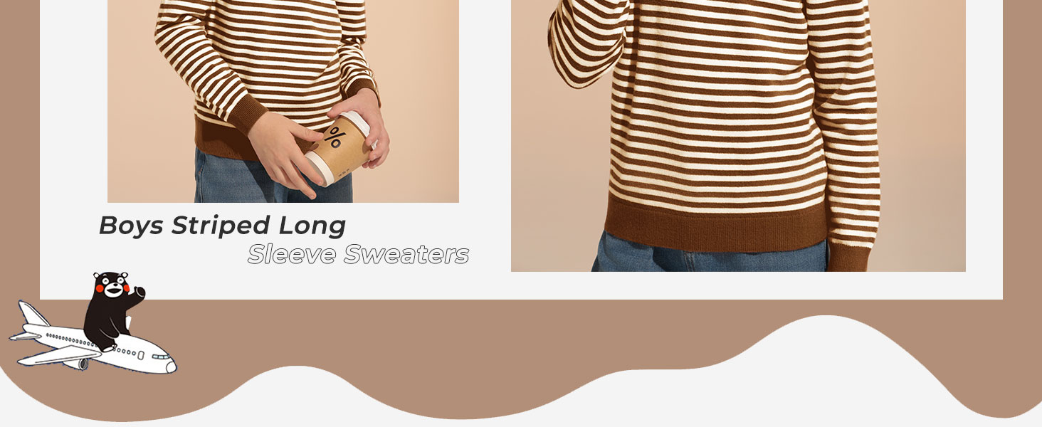 Boys' Striped Long Sleeve Crew Neck Pullover Sweater Fall Fashion Clothes