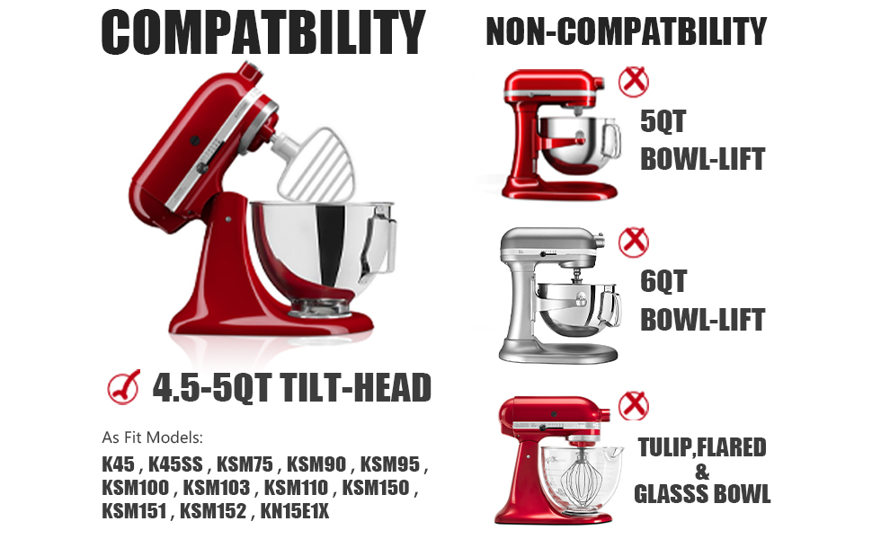 Pastry Beater for Kitchen aid TiltHead Stand Mixers