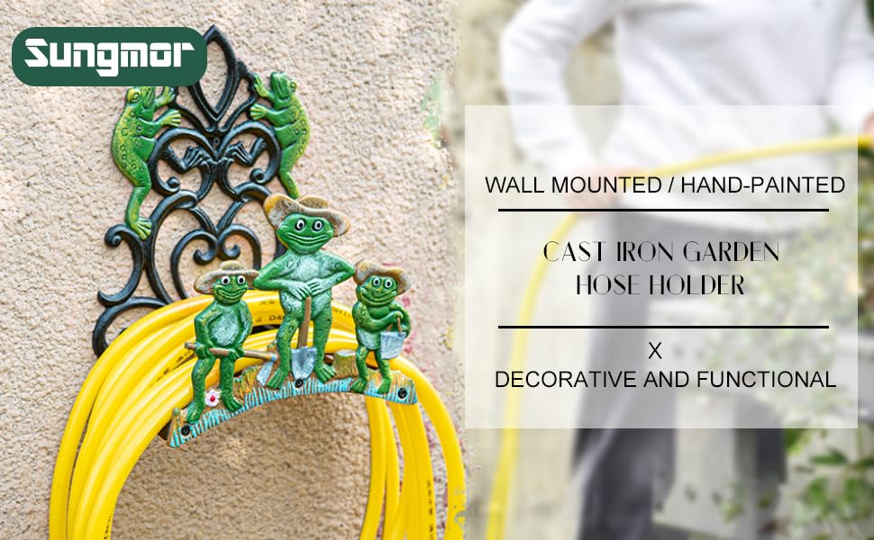 Sungmor Heavy Duty Cast Iron Hose Holder - Garden & Yard Decorative Butterfly Wall Mounted Hose Butler - Water Pipe Holds,Rack,Hanger,Antique Wall