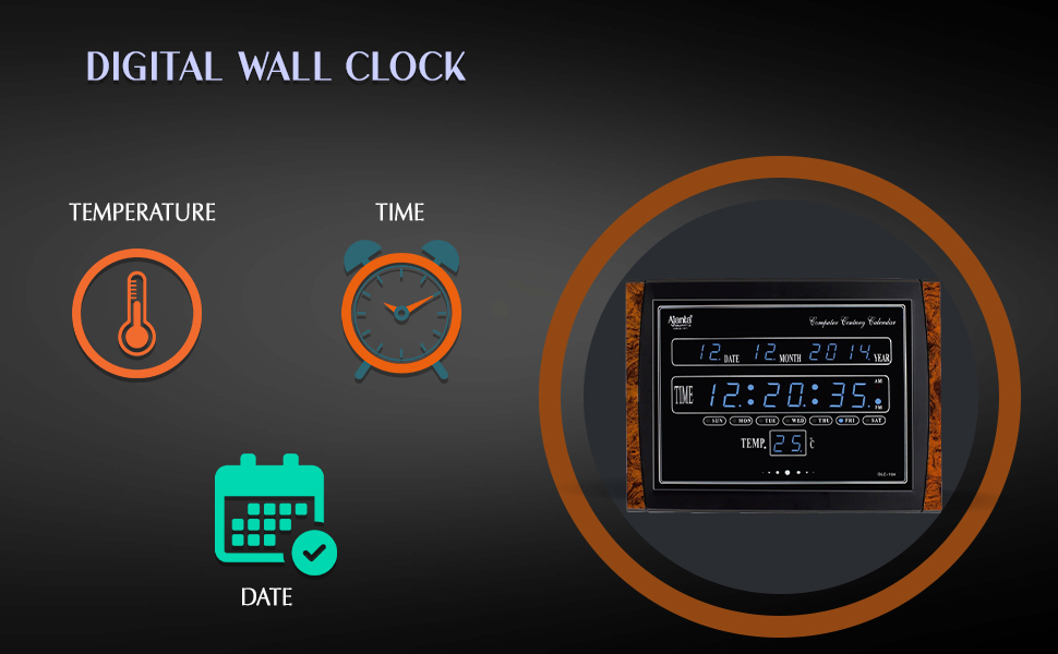 Buy Ajanta Quartz Digital Blue LED Rectangle Wall Clock OLC 104 (39.6