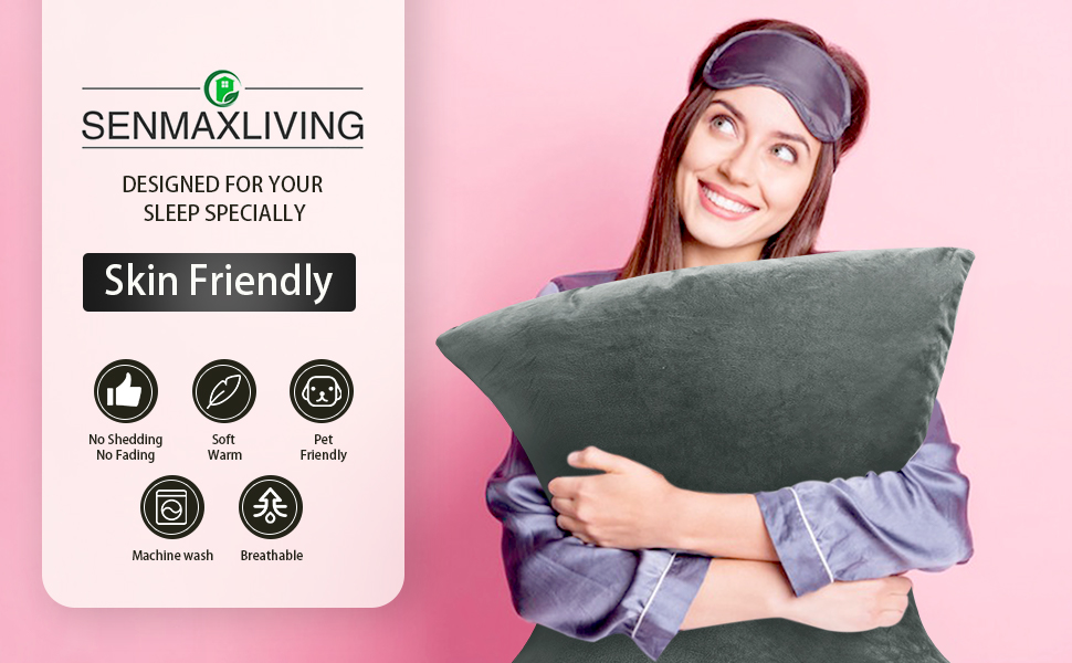 SENMAXLIVING Body Pillow Cover,100 Fluffy Plush Deluxe