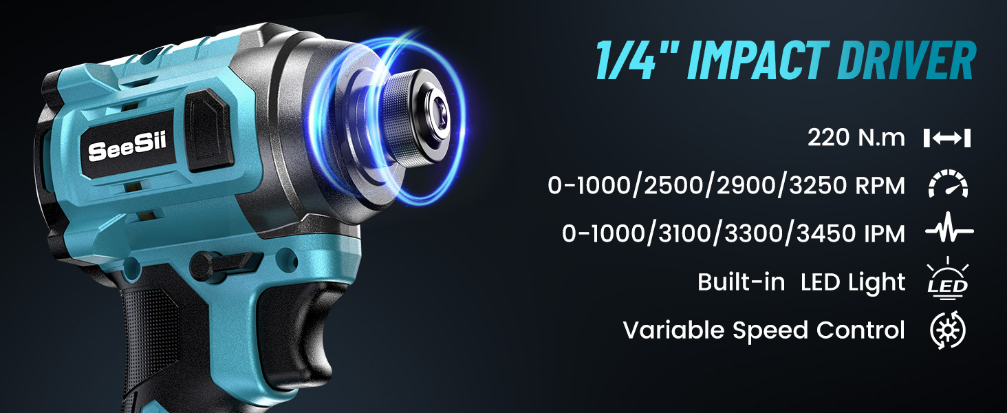 Seesii 21V Max Cordless Drill and Impact Driver, Power Tool Combo Kit