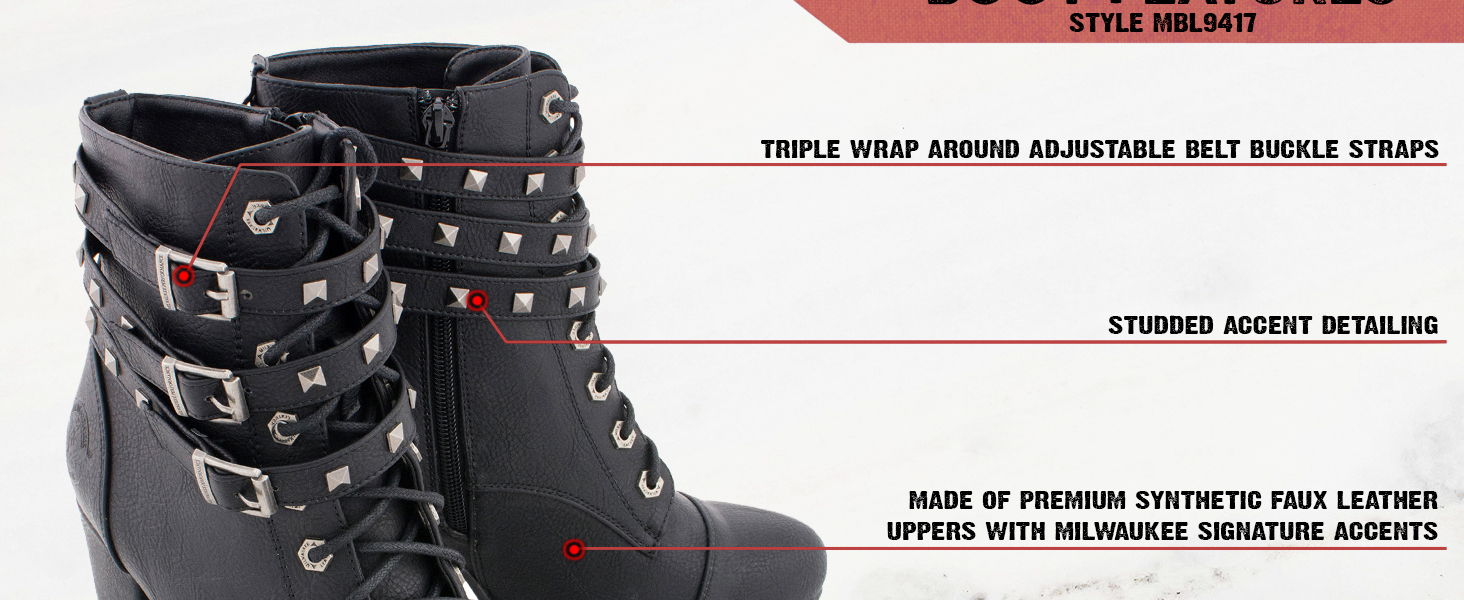 milwaukee leather boots girls woman womens biker motorcycle shoes water proof resistant