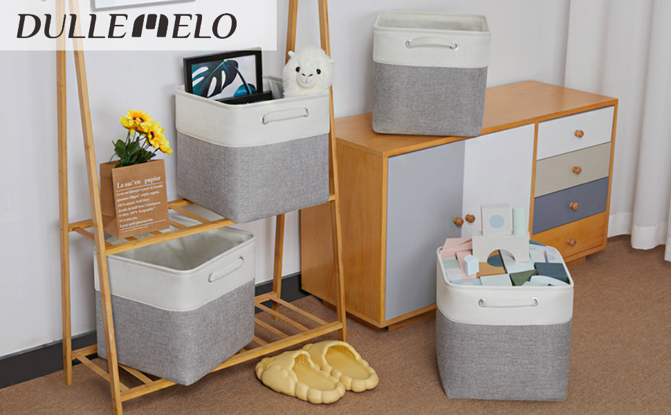 DULLEMELO 12x12 Cube Storage Bins 4 Pack, Collapsible