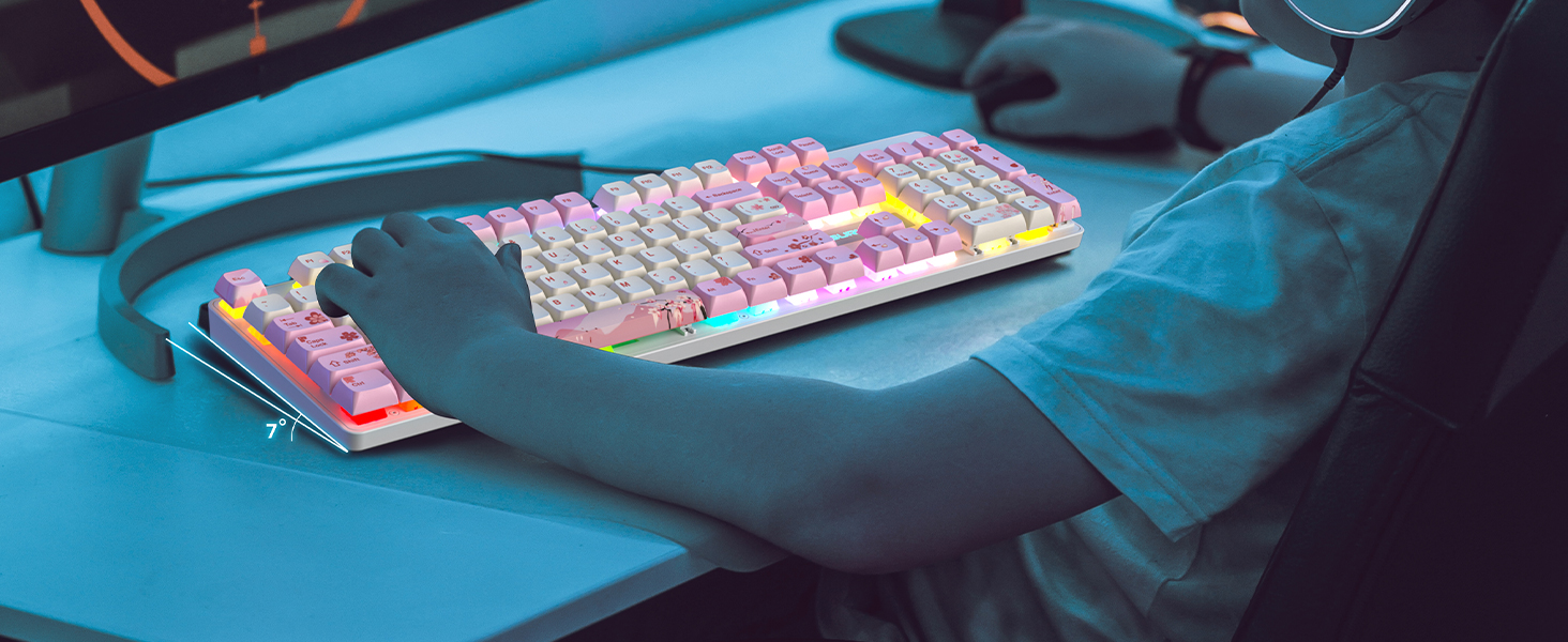 SbocKeeb Wired Full Size Pink Mechanical Keyboard 104 Keys Creamy