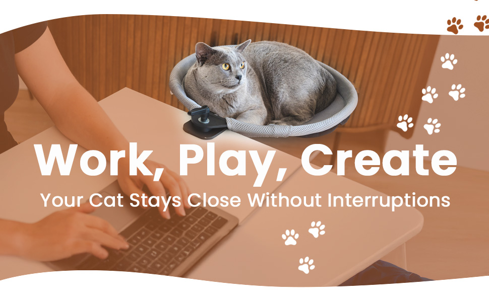 desk hammock, desk mounted cat bed