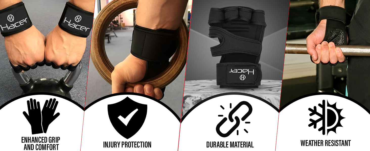 Review Hacer Gym Gloves Weight Lifting Hand Grips With Wrist Wrap 13 Gym Gloves