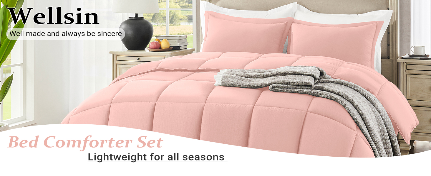 Wellsin Pink Comforter Set Twin/Twin XL (66"x92") 2 PCS