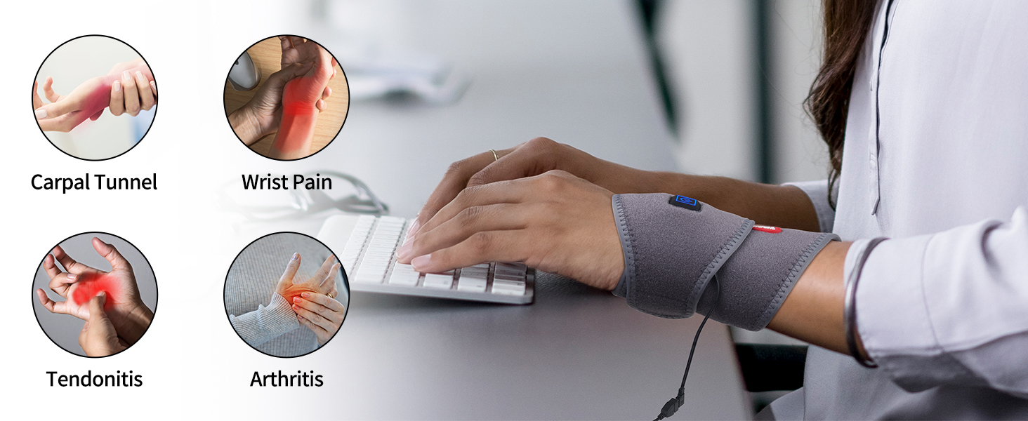 Comfheat Wrist Heating Pad Wrap for Pain Relief, Heated
