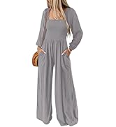 Dokotoo Women's Casual Loose Overalls Jumpsuits One Piece Long Sleeve Wide Leg Long Pant Rompers ...