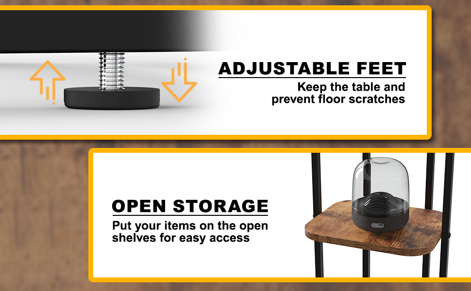 NAVKONY C Shaped End Table, Slide Under Couch Table with