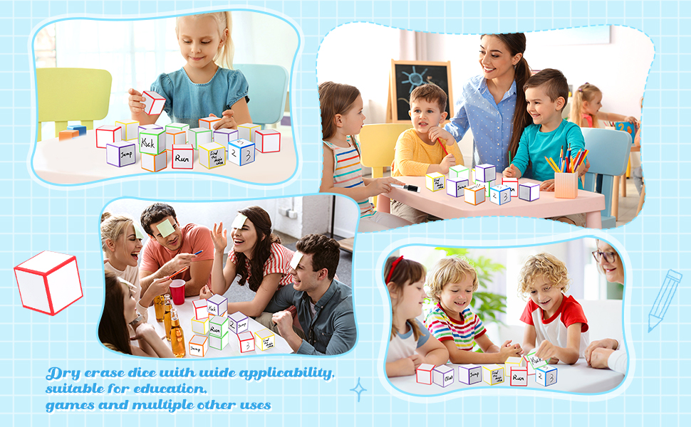 7 Pcs Dry Erase Blocks Foam Blank Dry Erase Dice 2 x 2 x 2