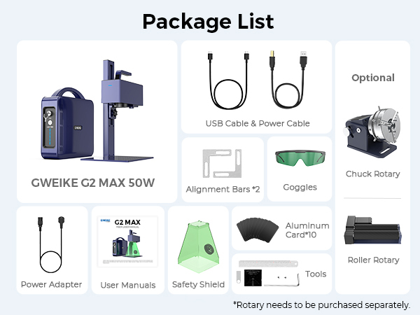 Amazon.com: GWEIKE G2 Max 50W Fiber Laser Engraver with 3D