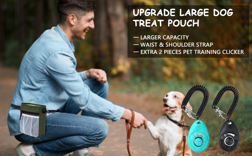 Dog Treat Pouch - * To Wear Treat Pouches For Pet Training And 2 Pieces Clicker Taining For Dogs, Dog Training Treat Pouch Bag And Dog Clicker Fo