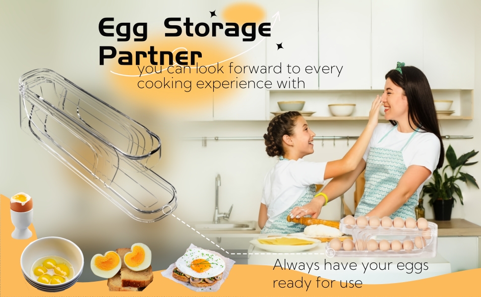aobangkaar Egg Holder for Fridge, Automatically Rolling Egg