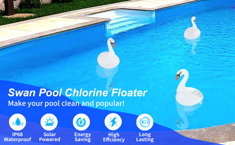 LanSuper Pool Chlorine Floater,Floating Pool Chlorine Dispenser with Solar Swan Light,Pool