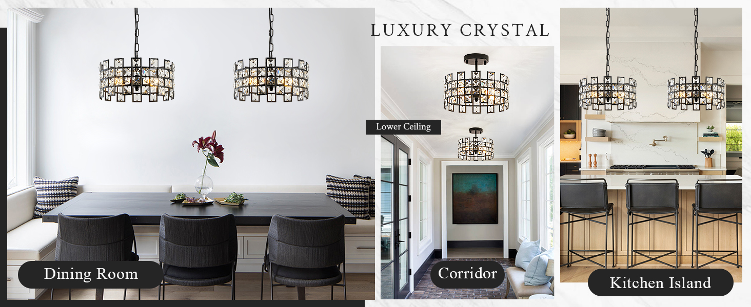 crystal pendant lignt modern black pendant lighting small chandelier kitchen dining toom entryway