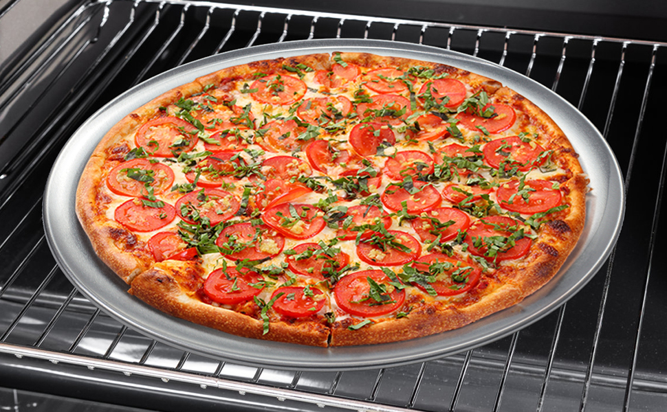Kevenal Wide Rim Pizza Pan, Aluminum Pizza Tray, RestaurantGrade Baking Trays Coupe