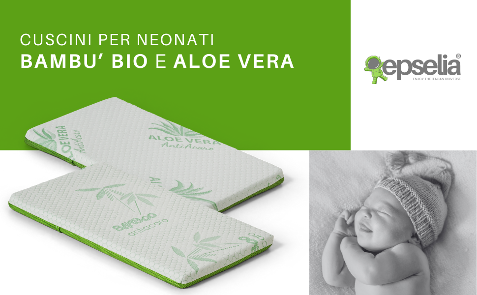 CUSCINI PER NEONATI BAMBU' BIO E ALOE VERA