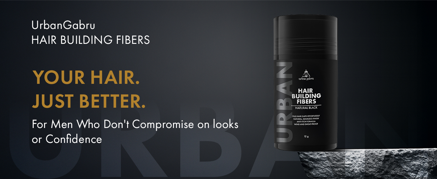 UrbanGabru Hair Building Fibers Natural Black Fills Bald Spots Instantly